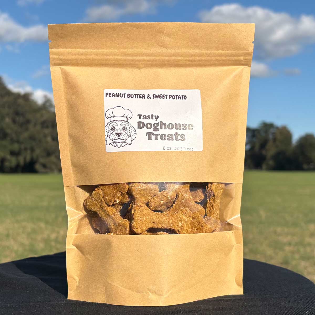 Homemade Dog Bone Treats made with Peanut Butter and Sweet Potato